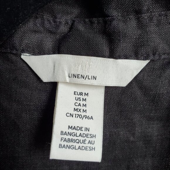 H&M black linen blouse/shirt - Picture 4 of 4